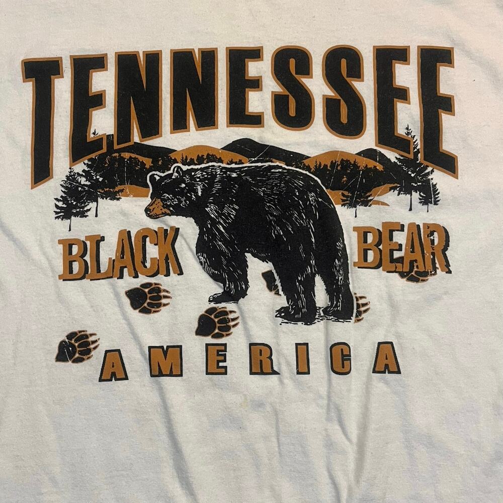Tennessee Black Bear America Men Medium White T-Shirt Graphic‎ Bear Forest